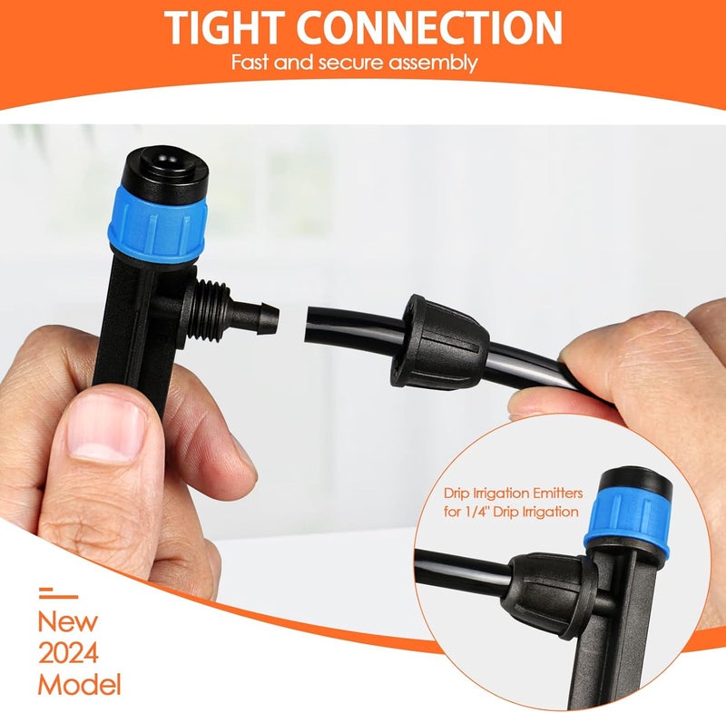 Gardrip 55 Pieces Drip Emitters Fan Shape with Stake for 1/4" Irrigation Tubing: Adjustable 360 Degree Water Flow Irrigation Universal Vortex Sprayer On 5" Stake Drip Pipe Sprinklers Fittings - Image 4